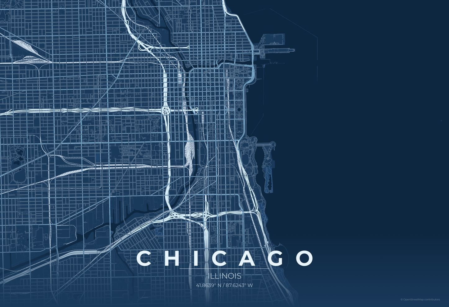 Chicago — Blueprint Map Print