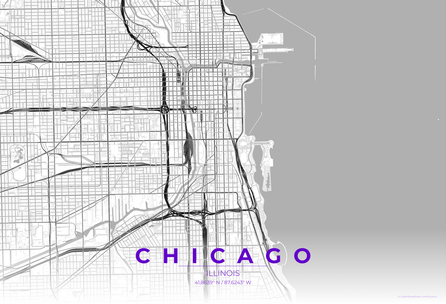 Chicago — Contrast Zones Map Print