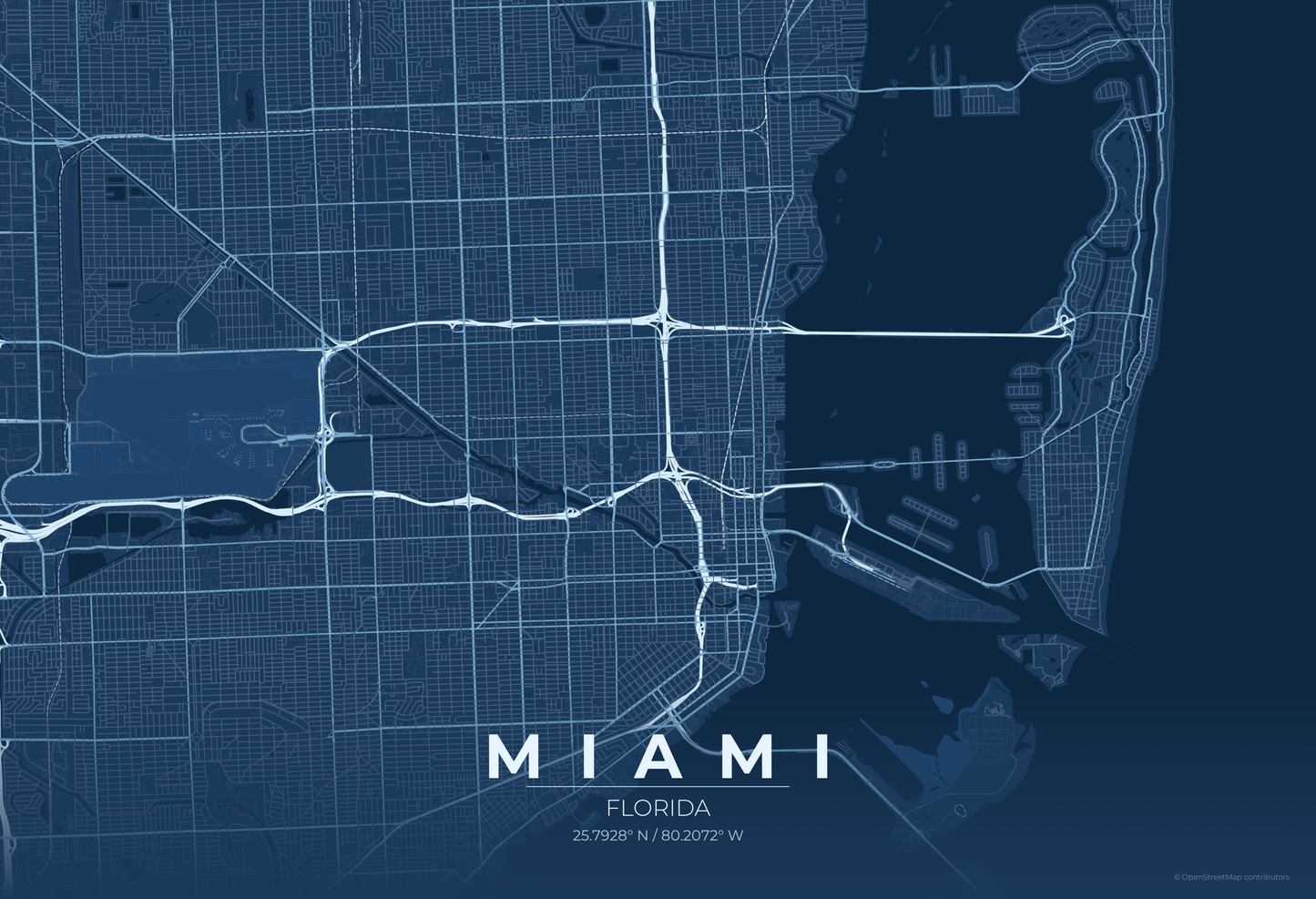 Miami — Blueprint Map Print