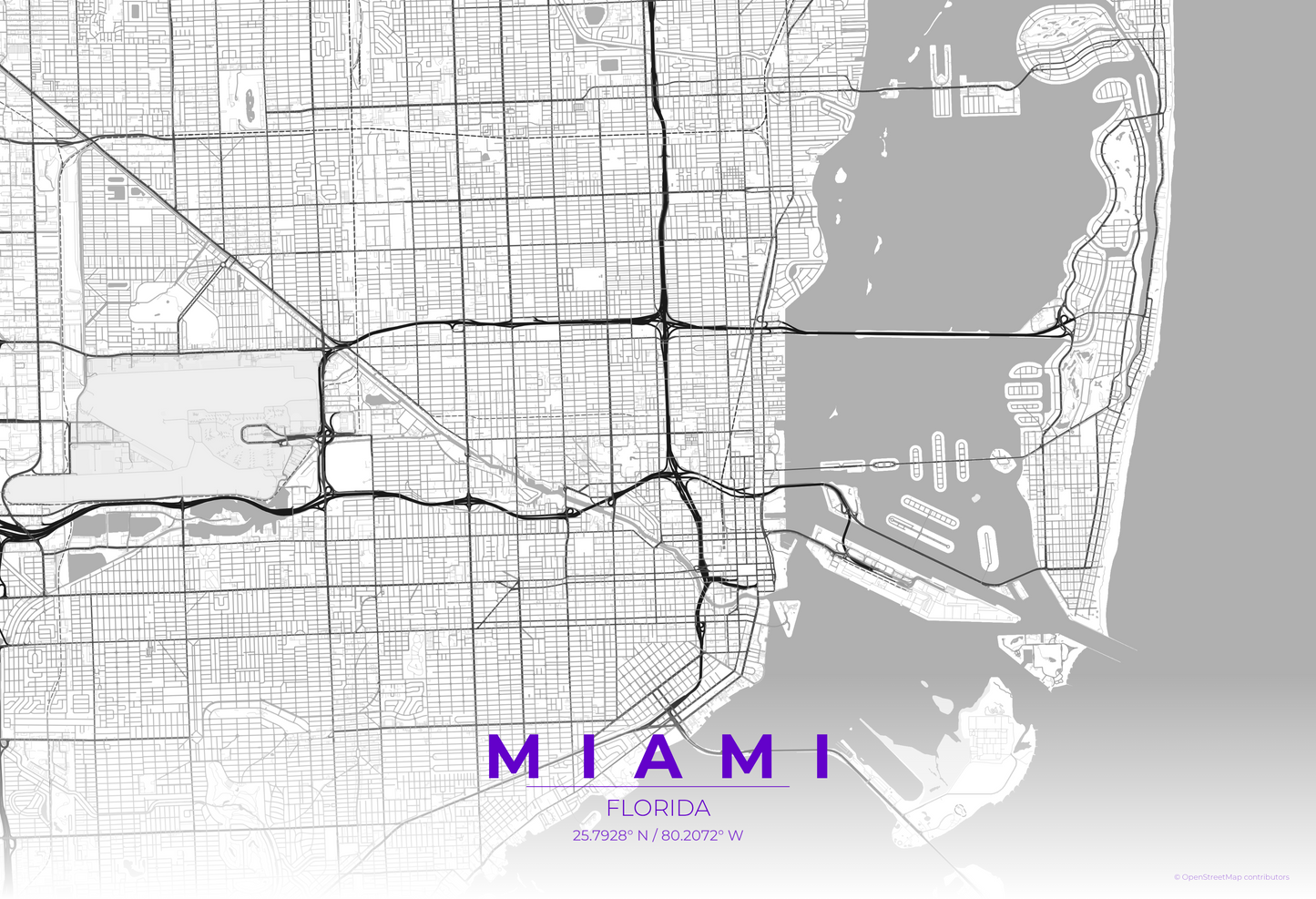 Miami — Contrast Zones Map Print