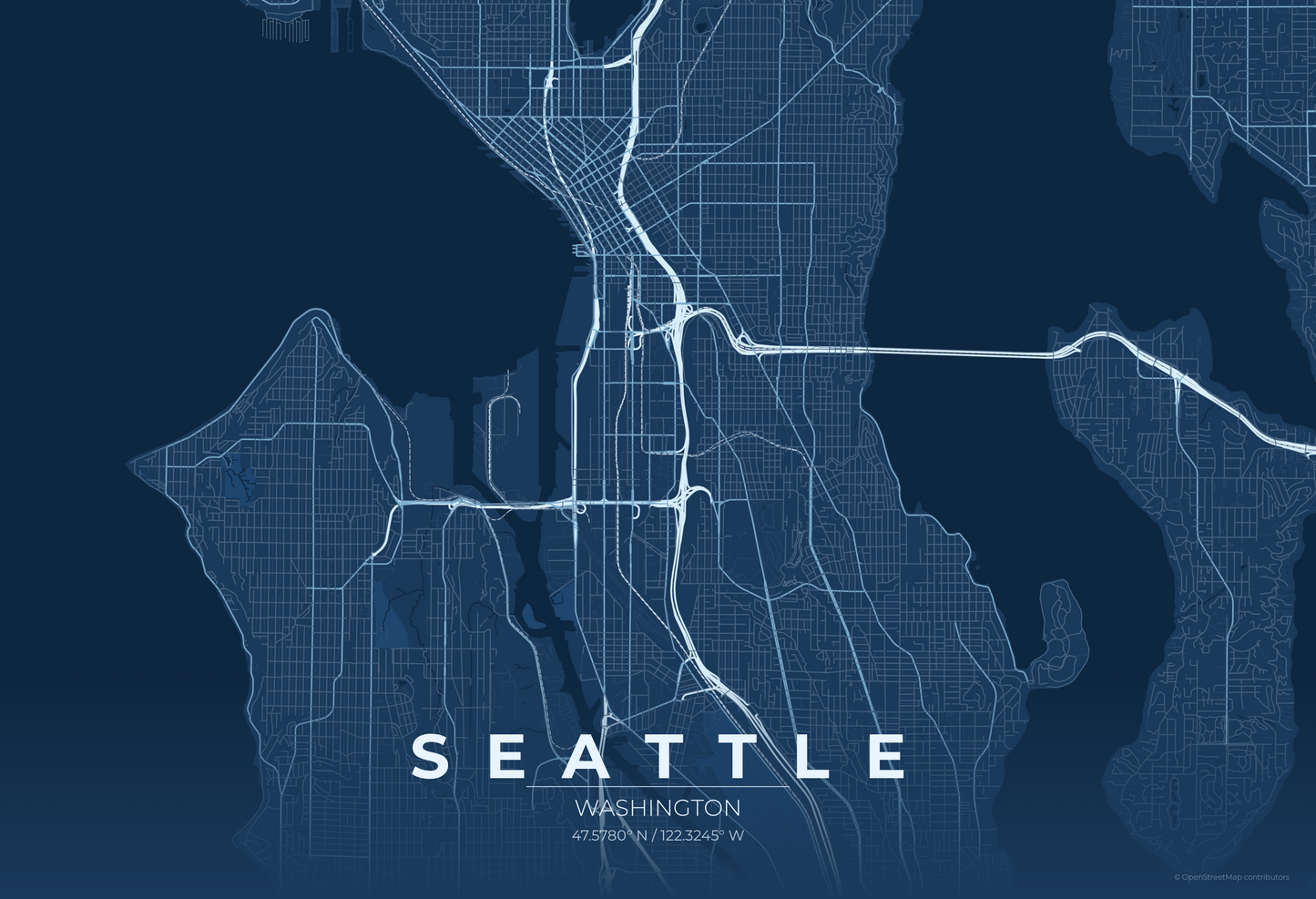 Seattle — Blueprint Map Print