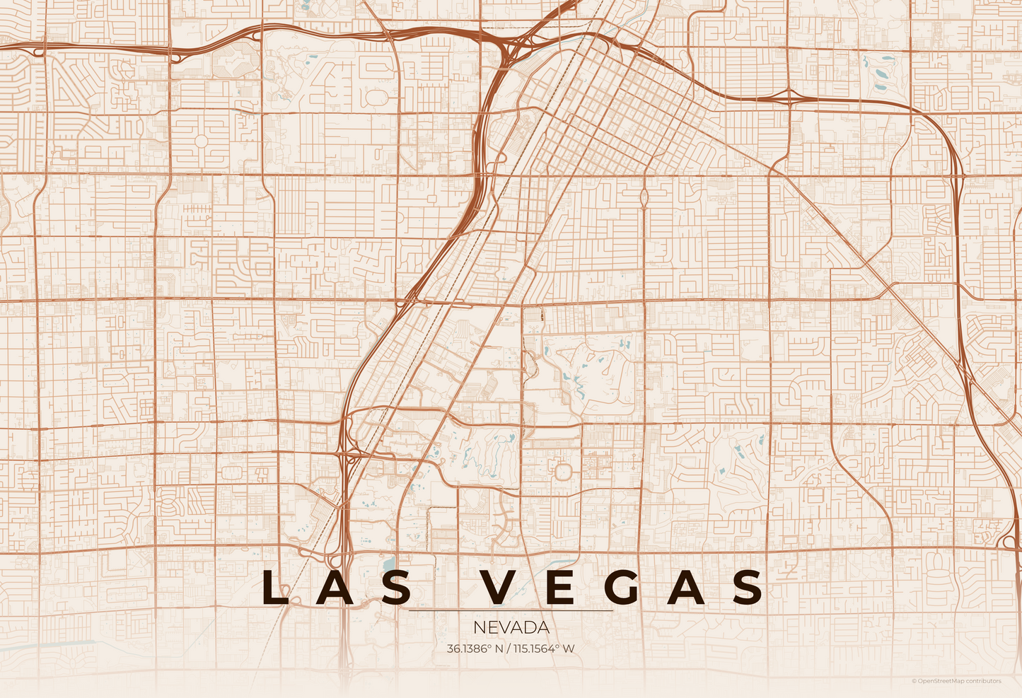 Las Vegas — Terracotta Map Print