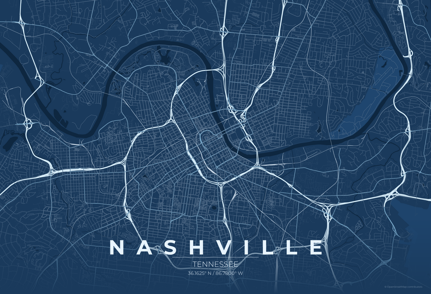 Nashville — Blueprint Map Print