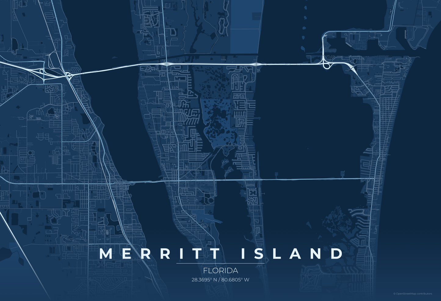 Merritt Island — Blueprint Map Print