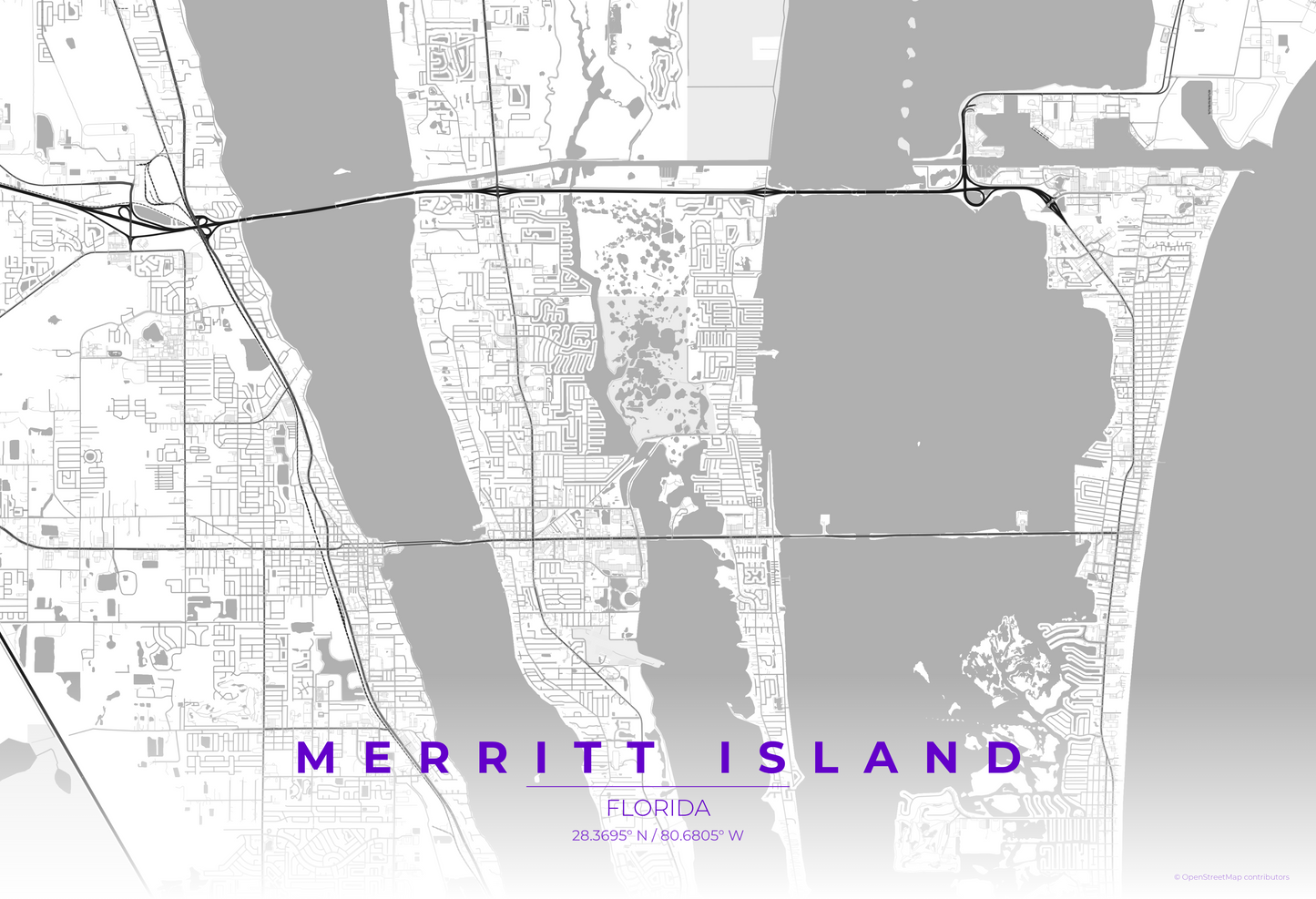 Merritt Island — Contrast Zones Map Print