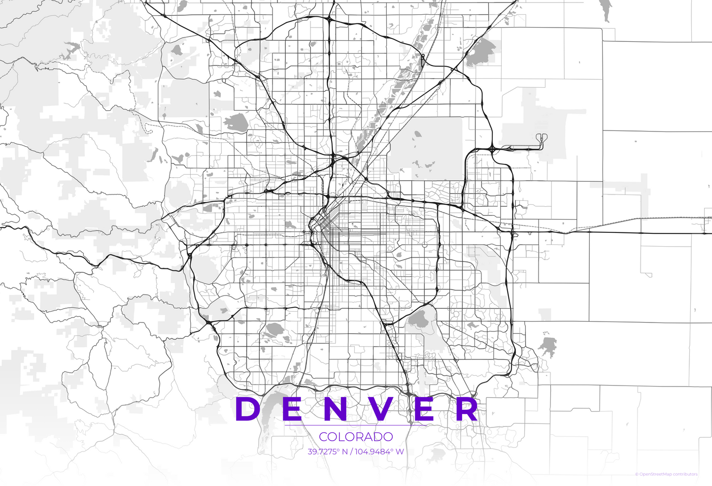 Denver — Contrast Zones Map Print