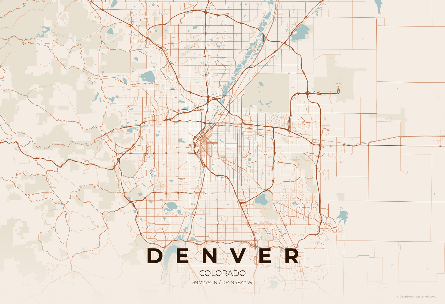 Denver — Terracotta Map Print