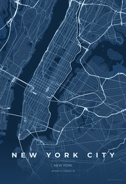 New York City — Blueprint Map Print
