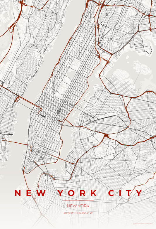New York City — Japanese Ink Map Print