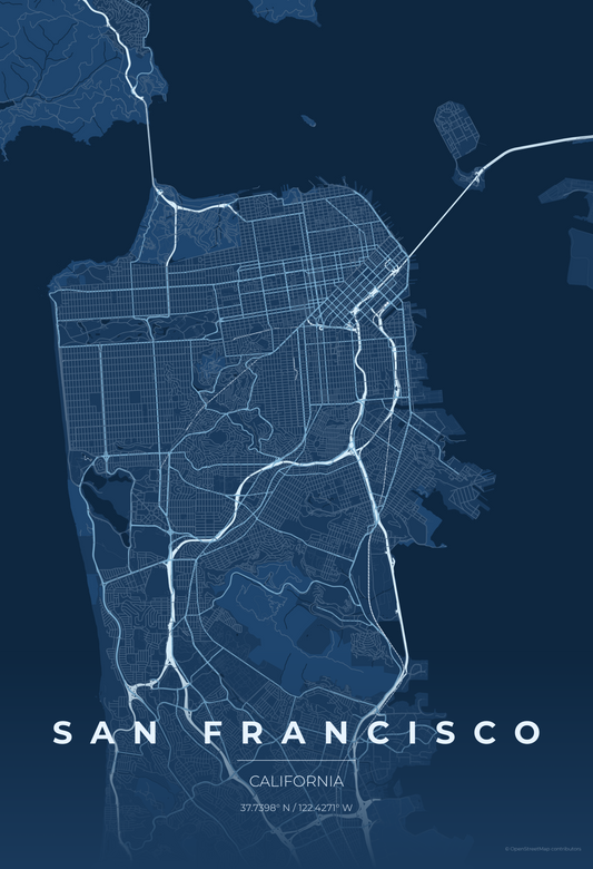 San Francisco — Blueprint Map Print