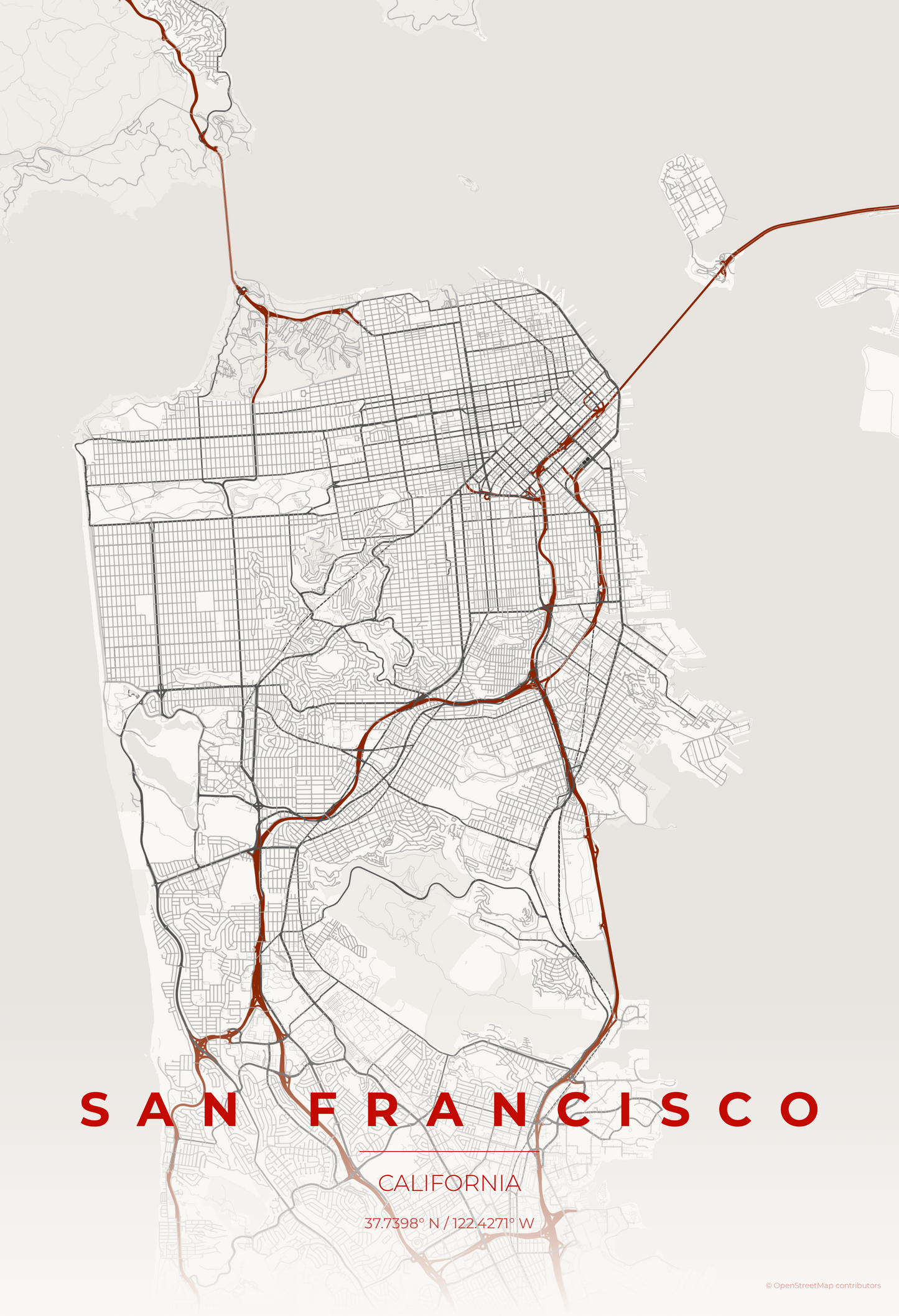 San Francisco — Japanese Ink Map Print