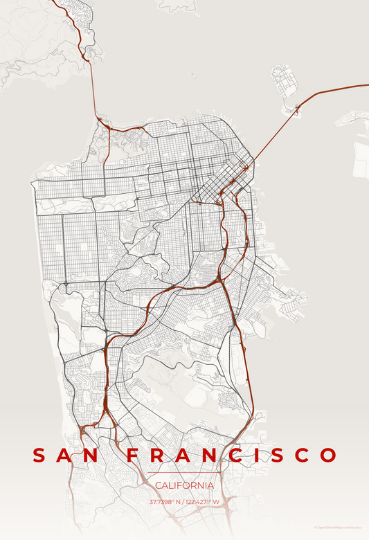 San Francisco — Japanese Ink Map Print