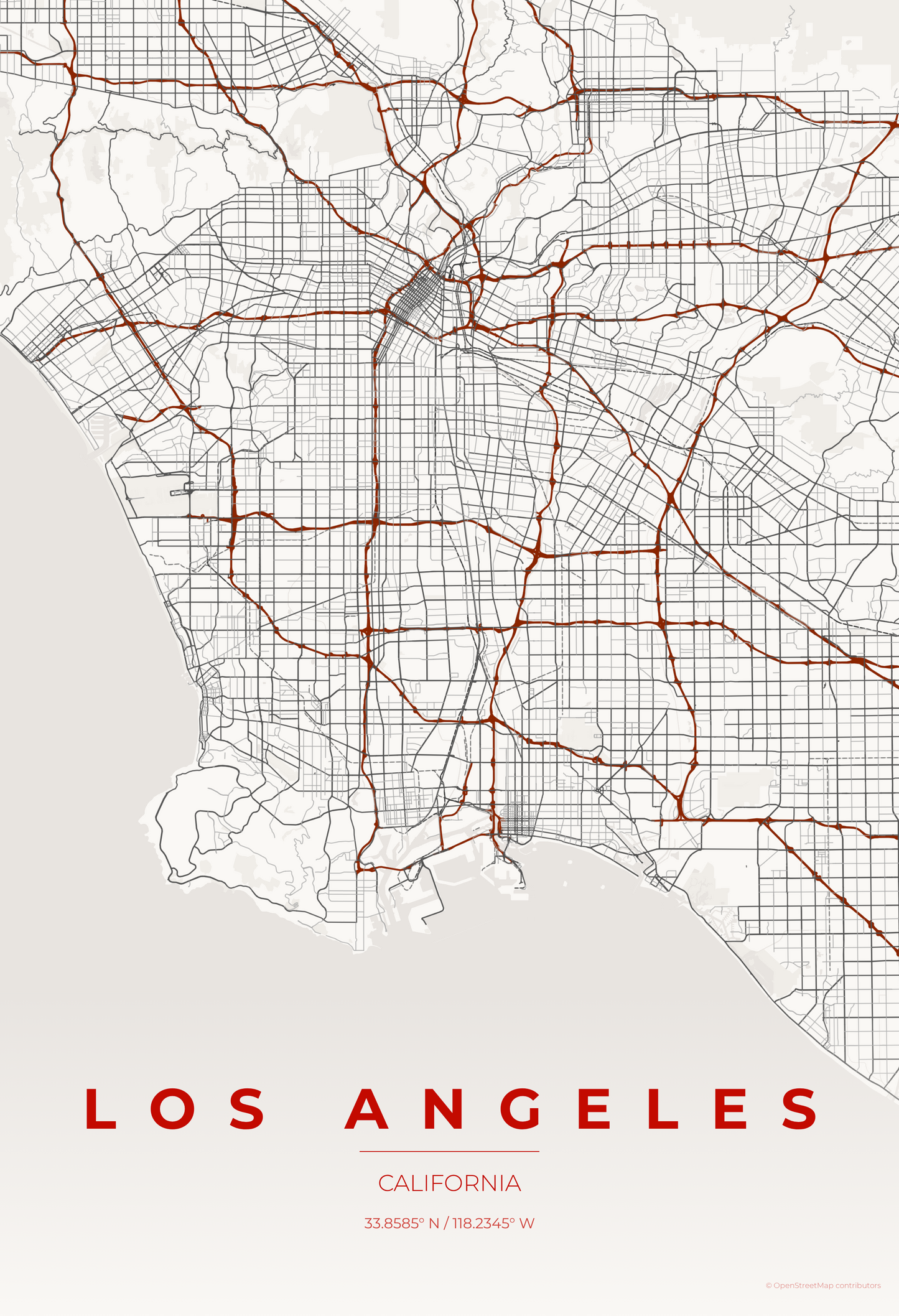 Los Angeles — Japanese Ink Map Print