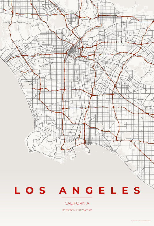 Los Angeles — Japanese Ink Map Print