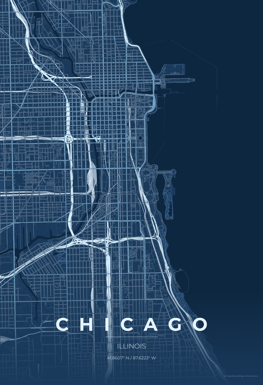 Chicago — Blueprint Map Print
