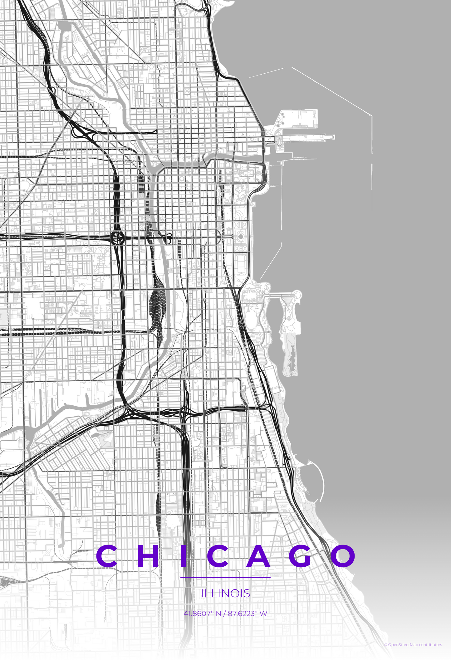 Chicago — Contrast Zones Map Print