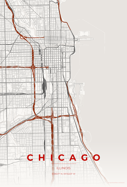Chicago — Japanese Ink Map Print
