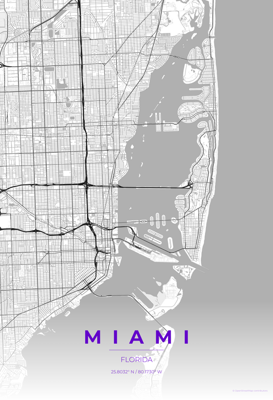 Miami — Contrast Zones Map Print