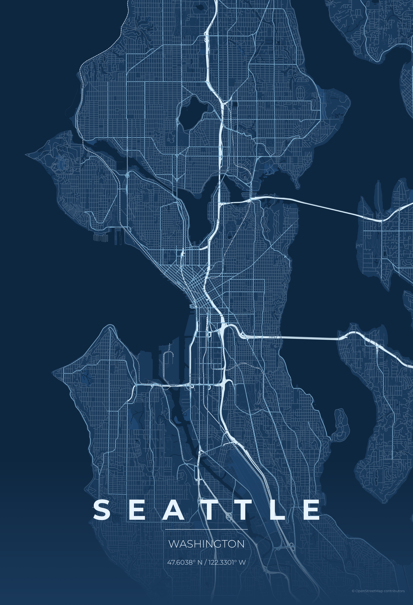 Seattle — Blueprint Map Print