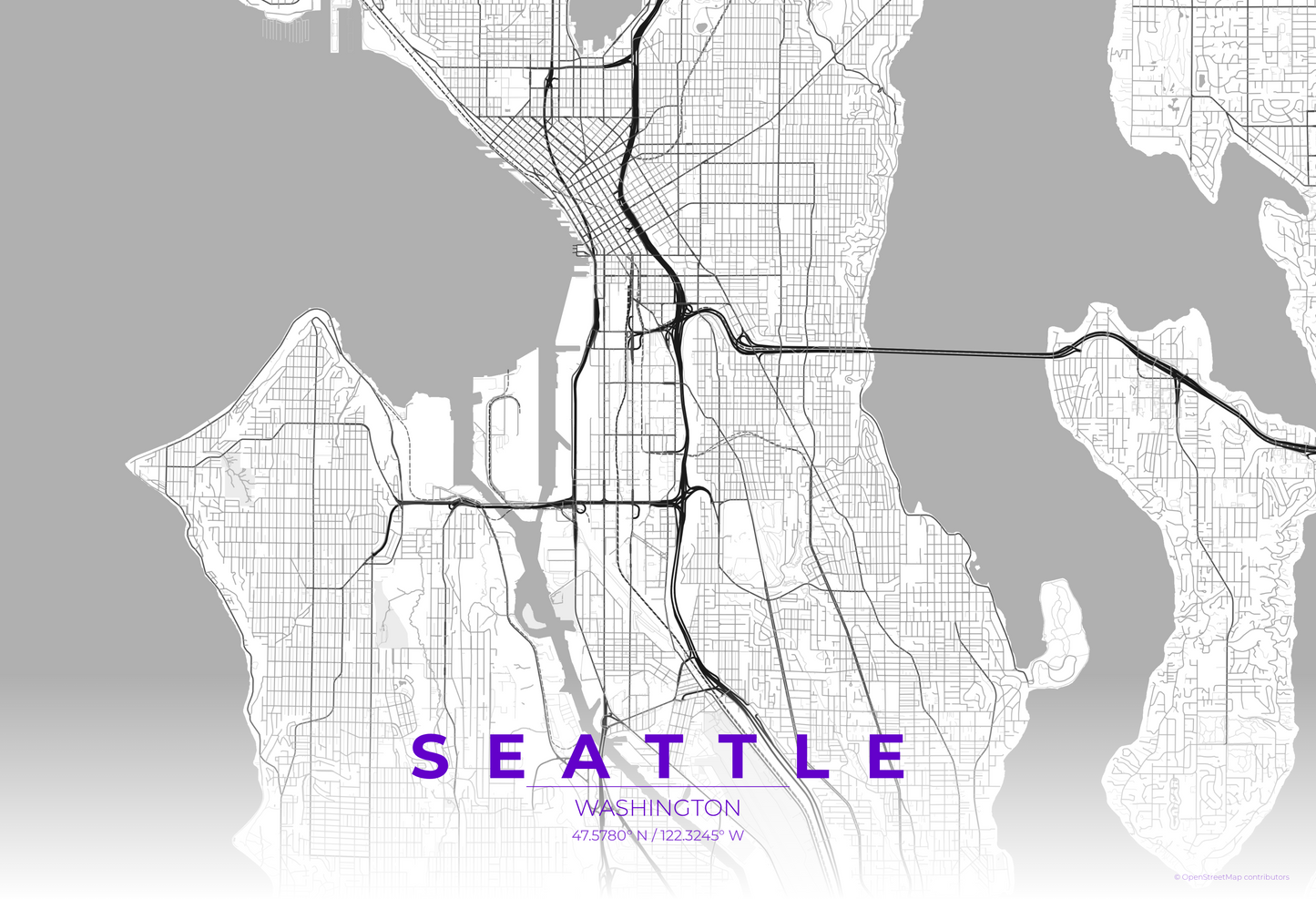 Seattle — Contrast Zones Map Print