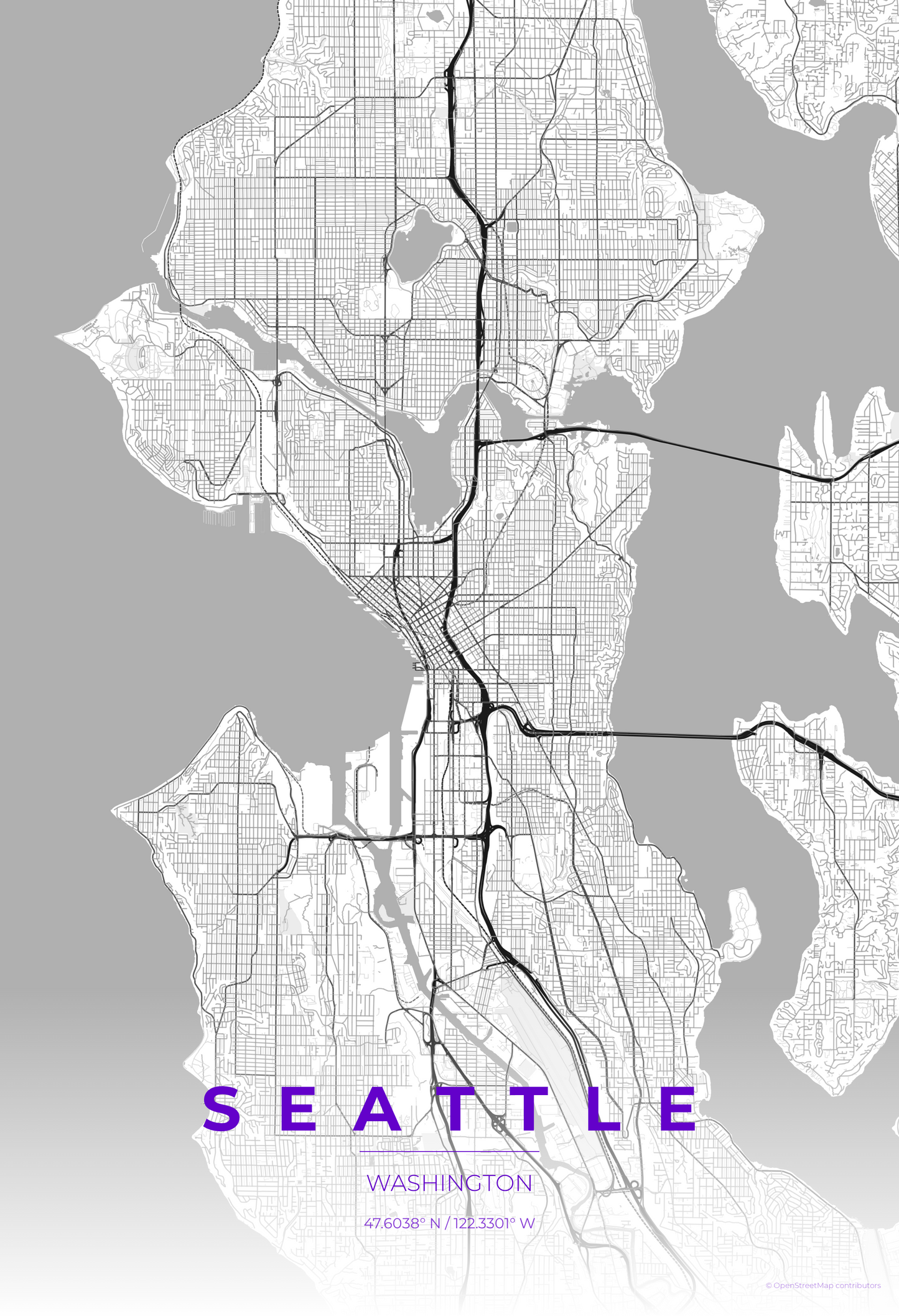 Seattle — Contrast Zones Map Print