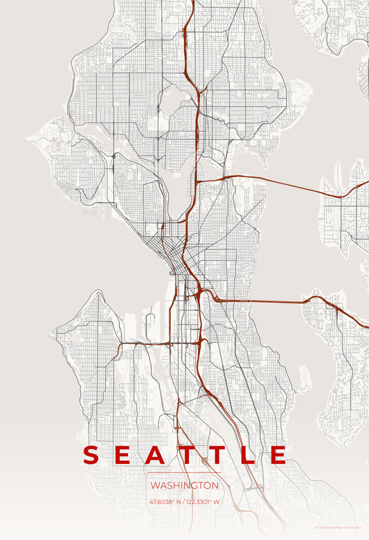 Seattle — Japanese Ink Map Print