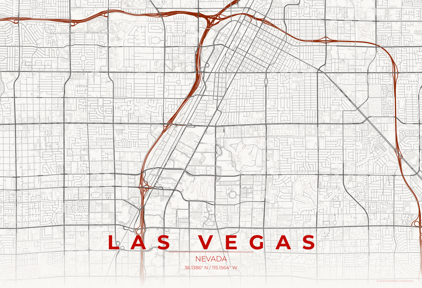 Las Vegas — Japanese Ink Map Print