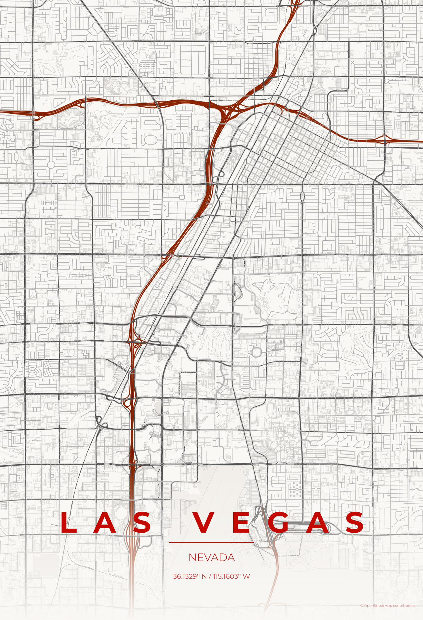 Las Vegas — Japanese Ink Map Print