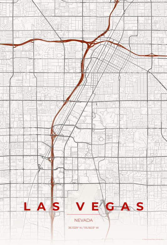 Las Vegas — Japanese Ink Map Print