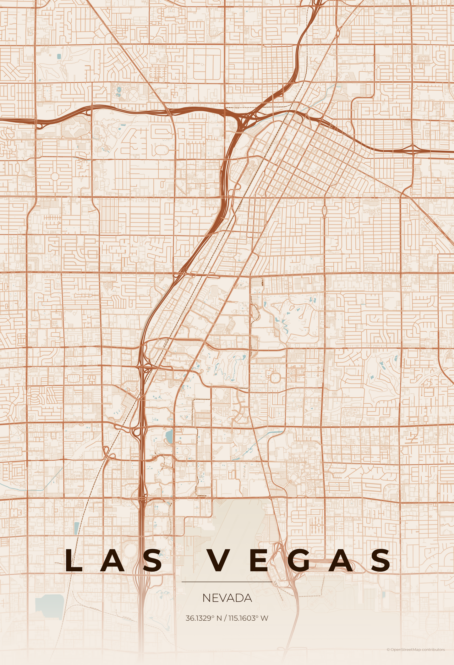 Las Vegas — Terracotta Map Print