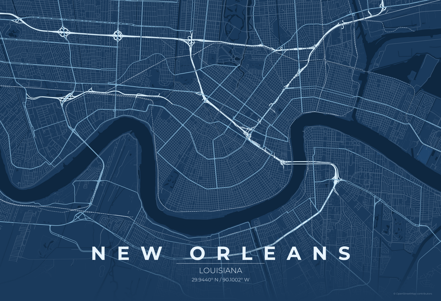 New Orleans — Blueprint Map Print