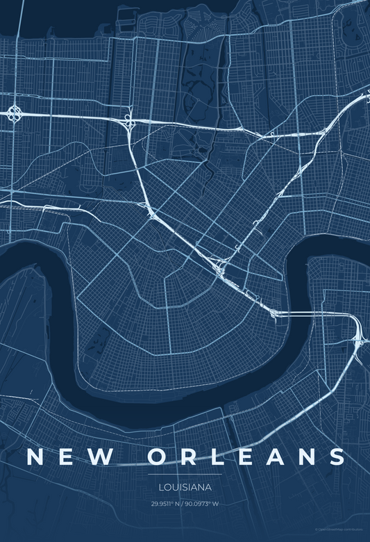 New Orleans — Blueprint Map Print