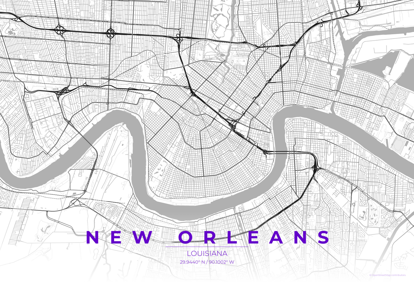 New Orleans — Contrast Zones Map Print