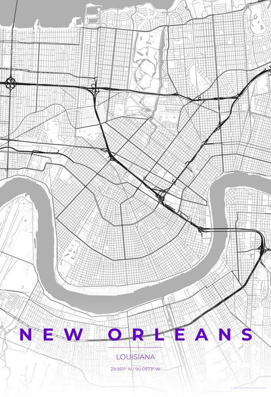 New Orleans — Contrast Zones Map Print