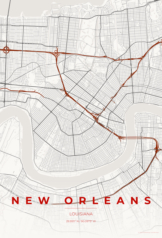 New Orleans — Japanese Ink Map Print