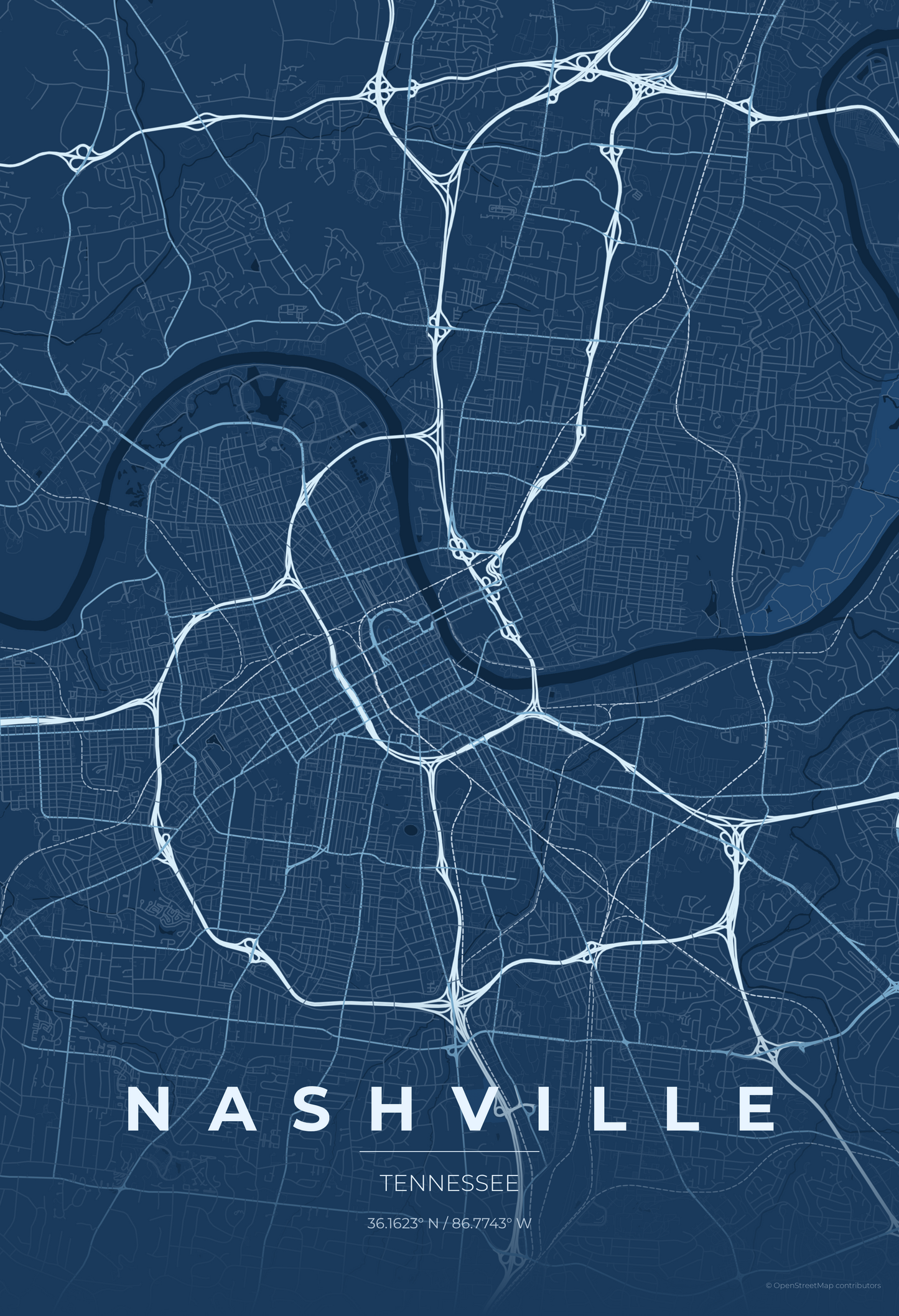 Nashville — Blueprint Map Print