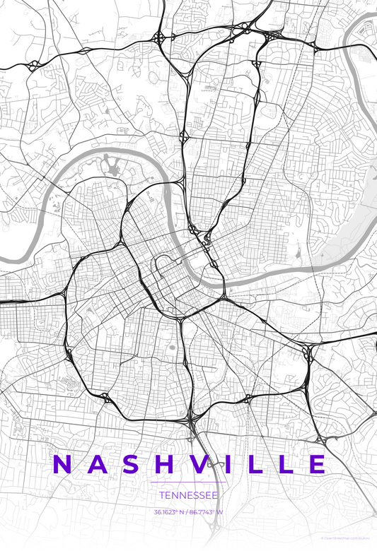 Nashville — Contrast Zones Map Print