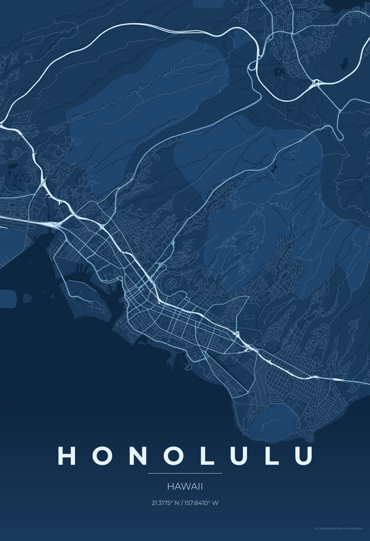 Honolulu — Blueprint Map Print