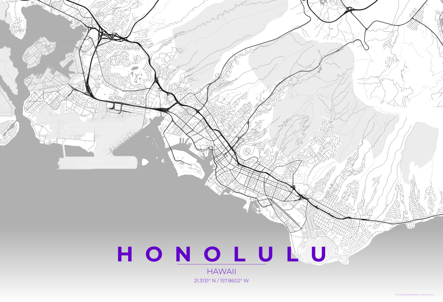 Honolulu — Contrast Zones Map Print