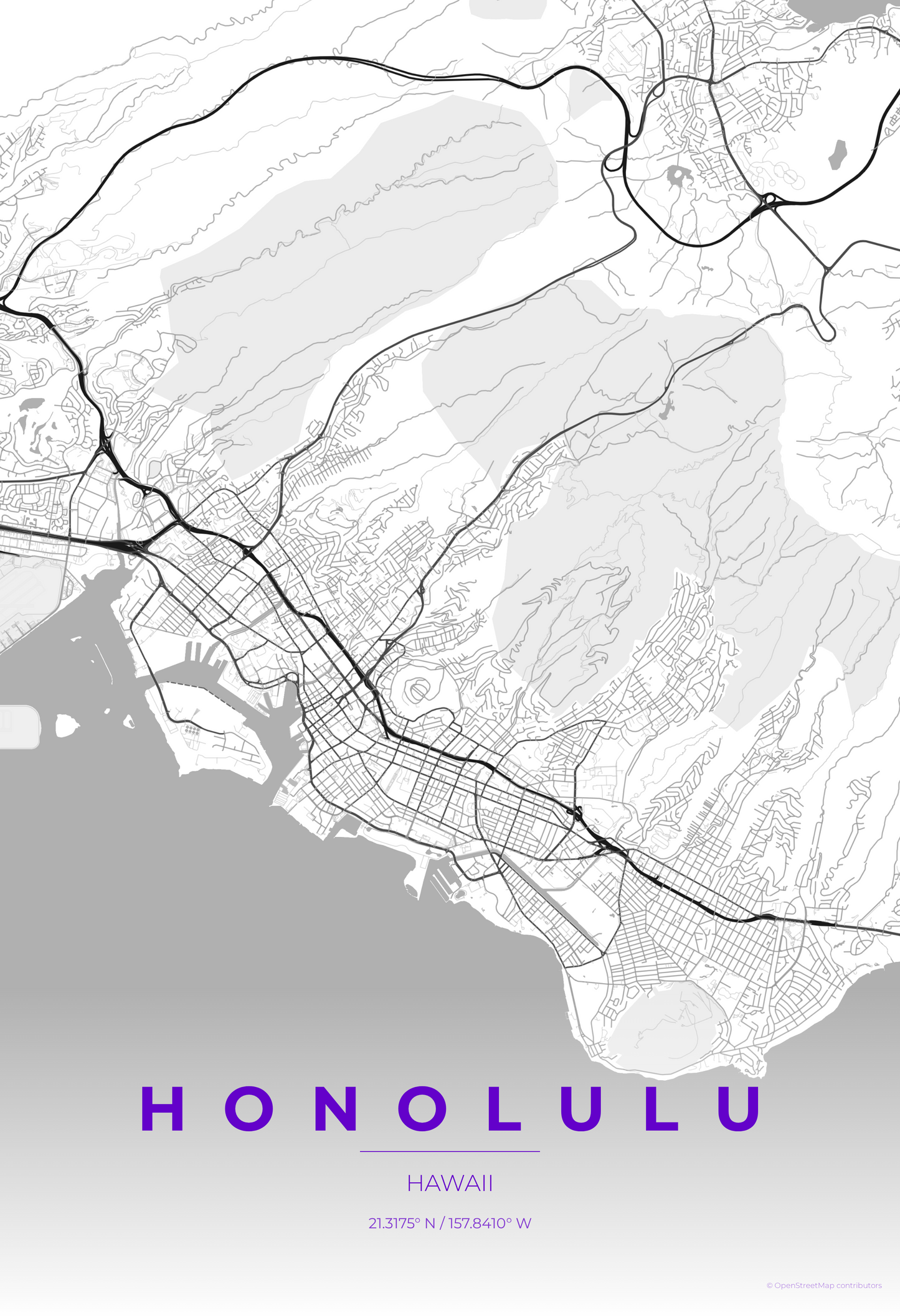 Honolulu — Contrast Zones Map Print
