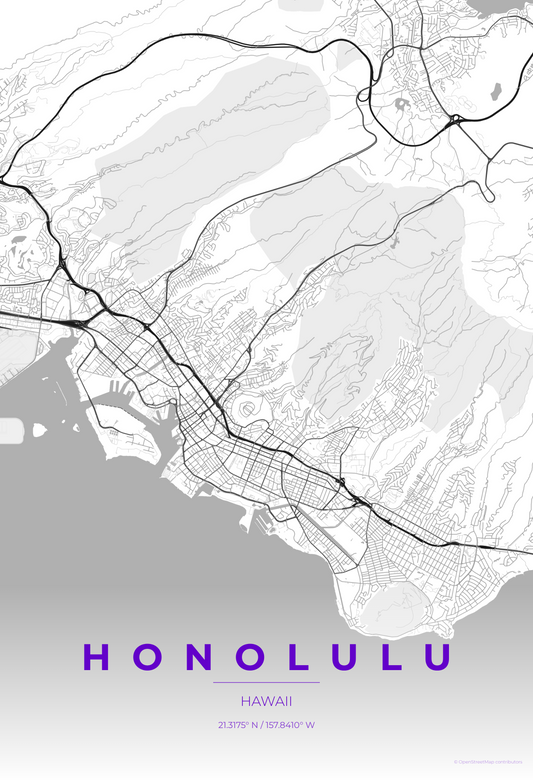 Honolulu — Contrast Zones Map Print