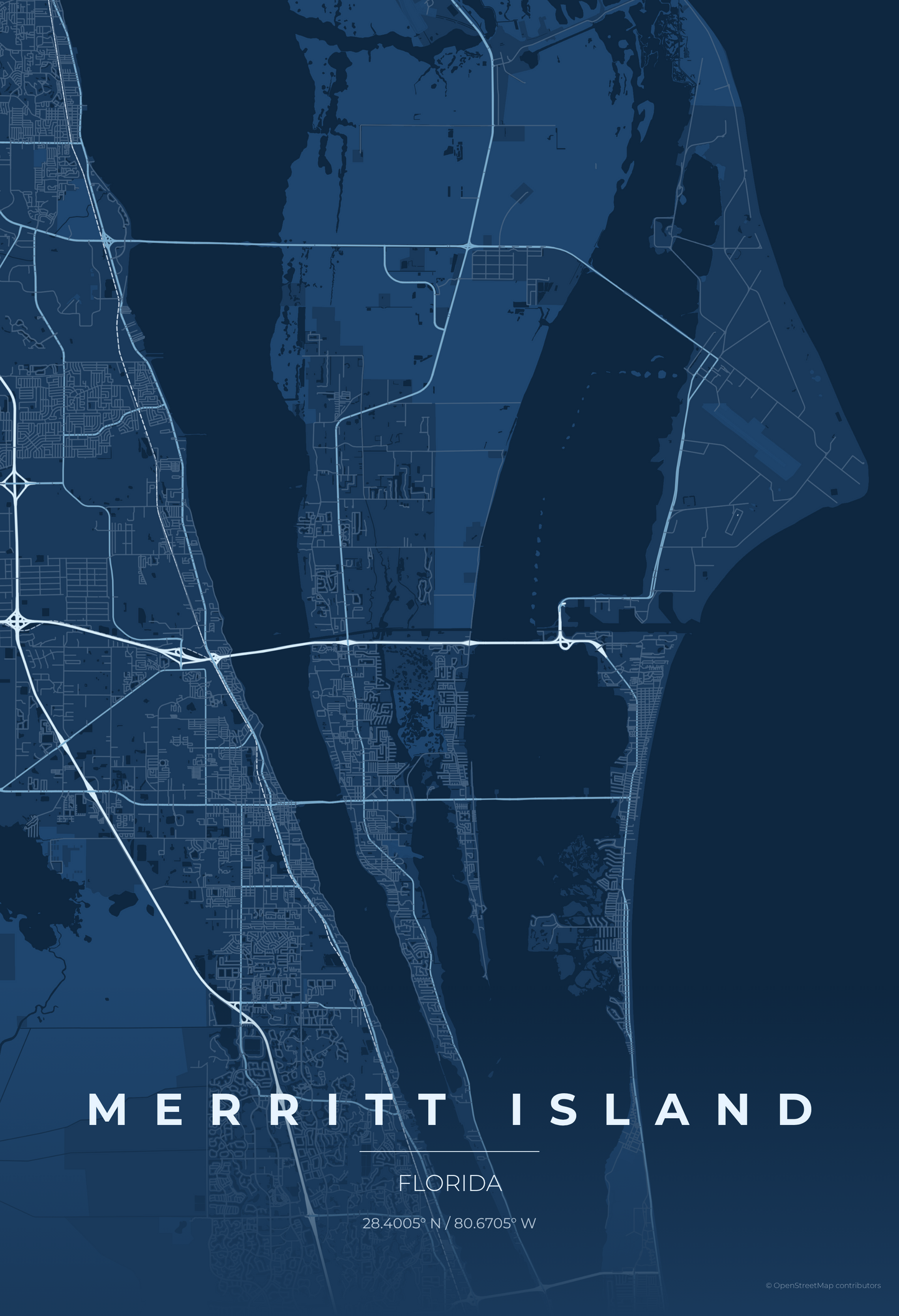 Merritt Island — Blueprint Map Print