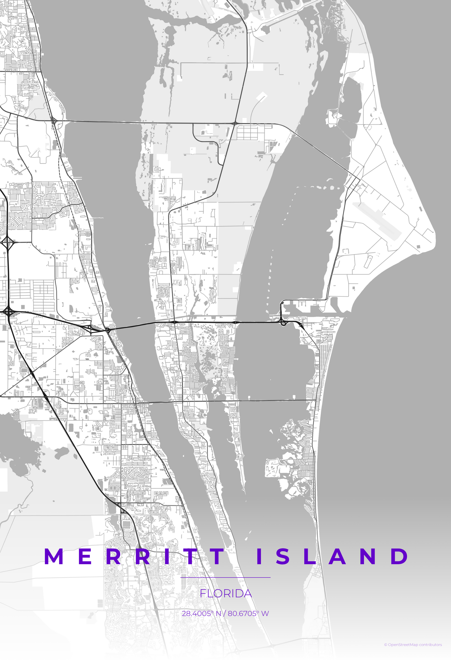 Merritt Island — Contrast Zones Map Print