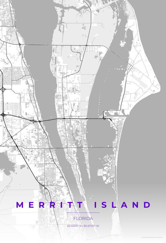 Merritt Island — Contrast Zones Map Print