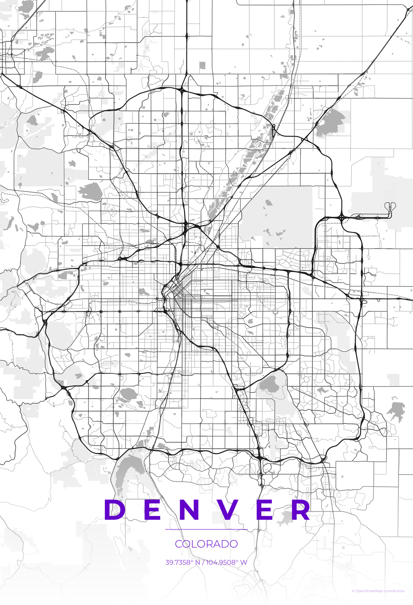 Denver — Contrast Zones Map Print
