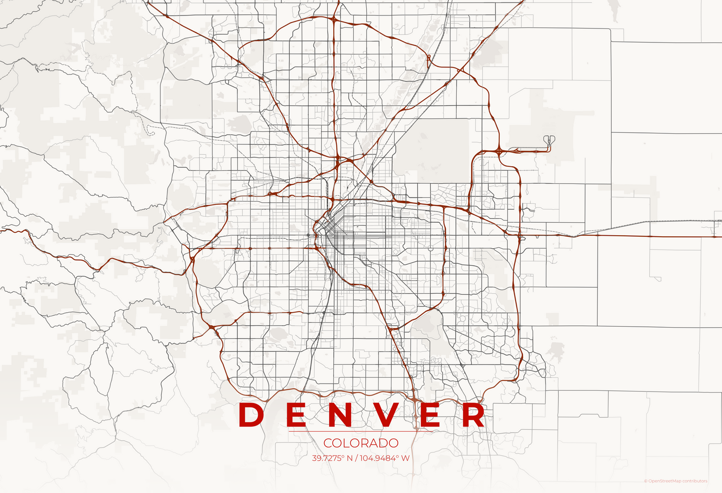 Denver — Japanese Ink Map Print