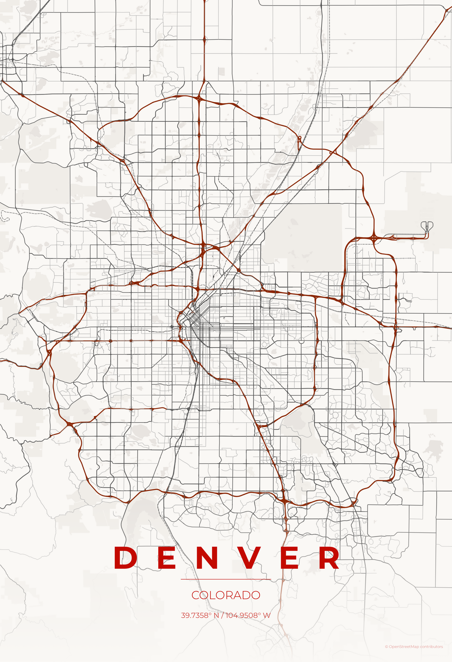 Denver — Japanese Ink Map Print