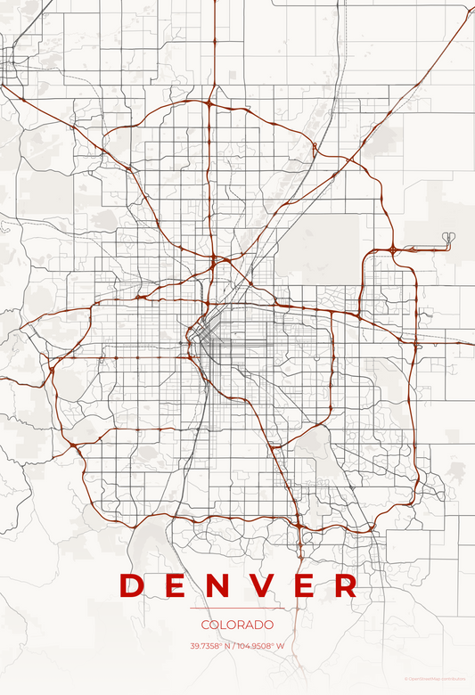 Denver — Japanese Ink Map Print