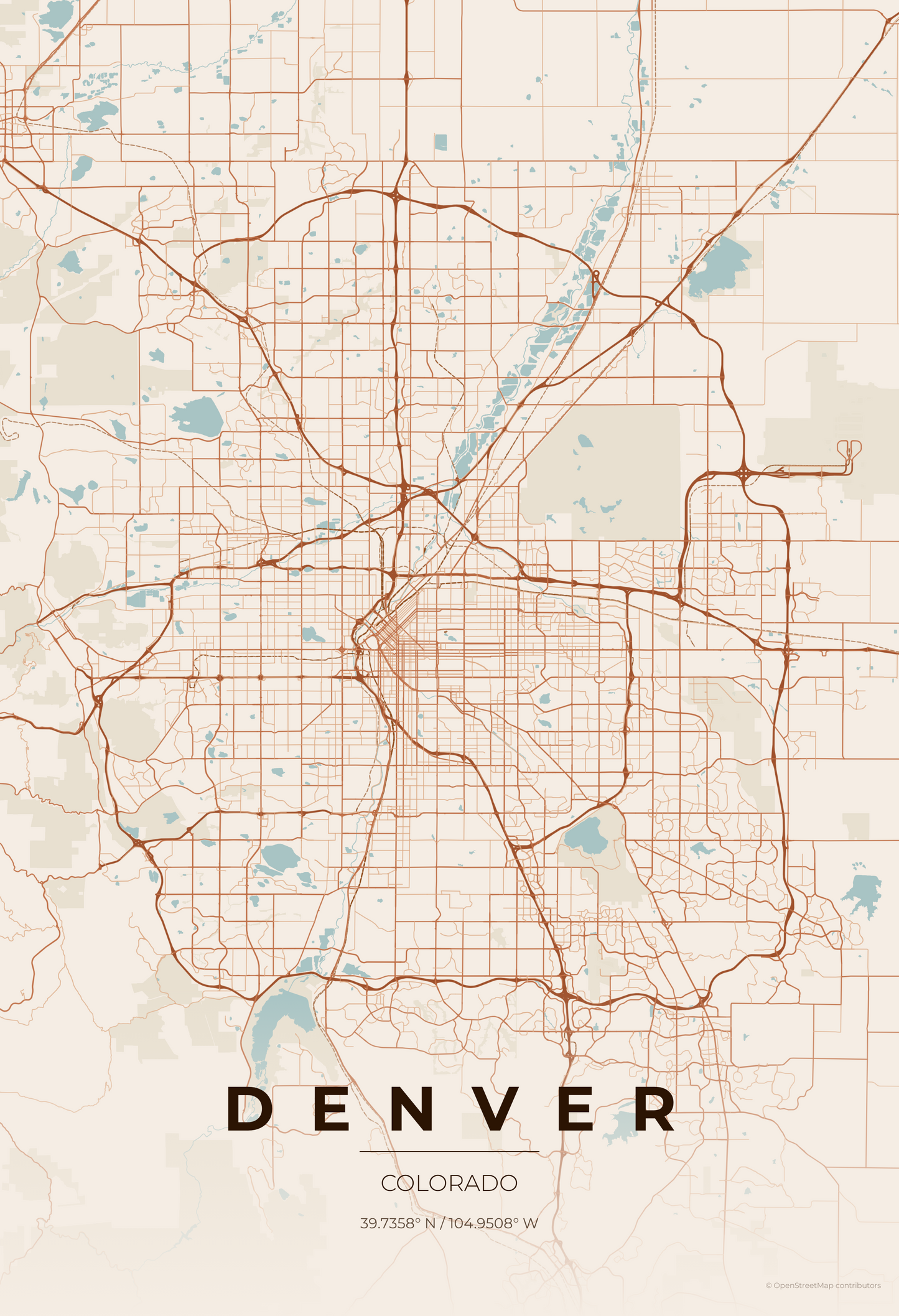 Denver — Terracotta Map Print