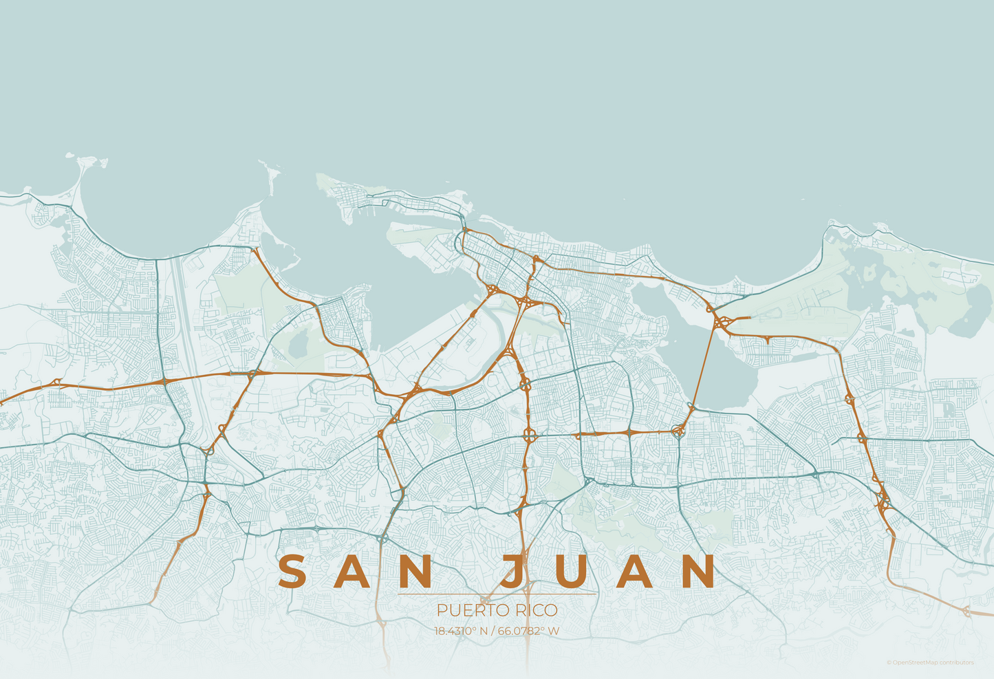 San Juan — Copper Patina Map Print